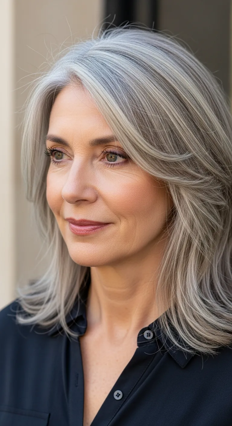 Gray Hair With Highlights Ideas for Women Over 50