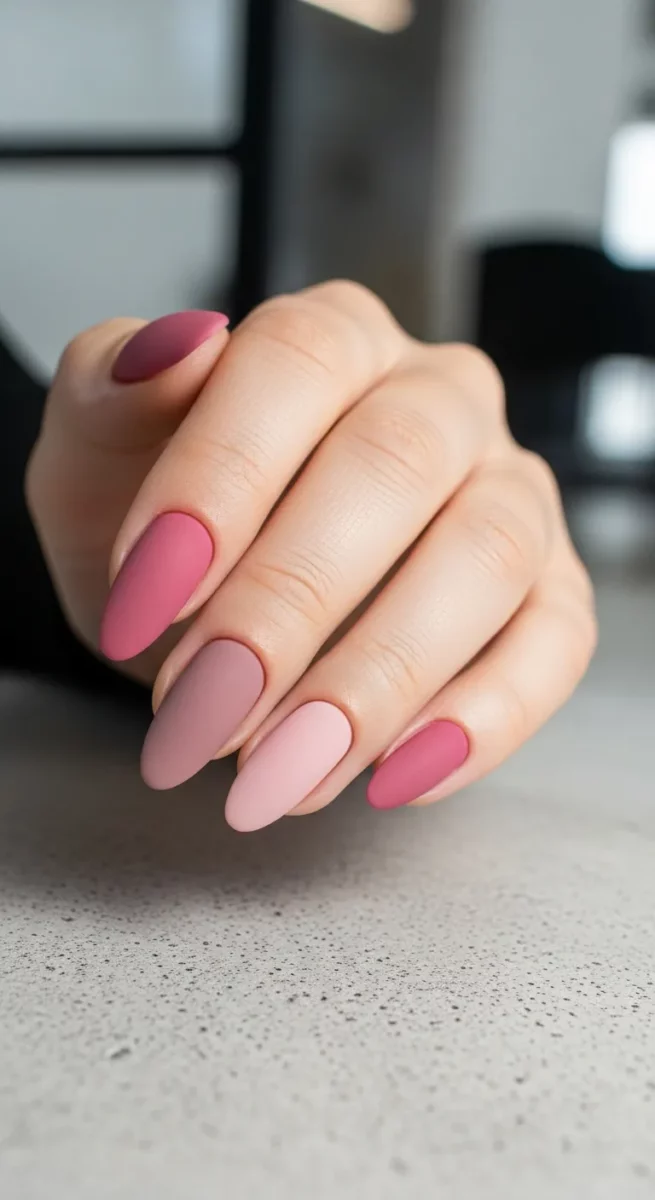 Matte Pink Nails for a Modern Twist