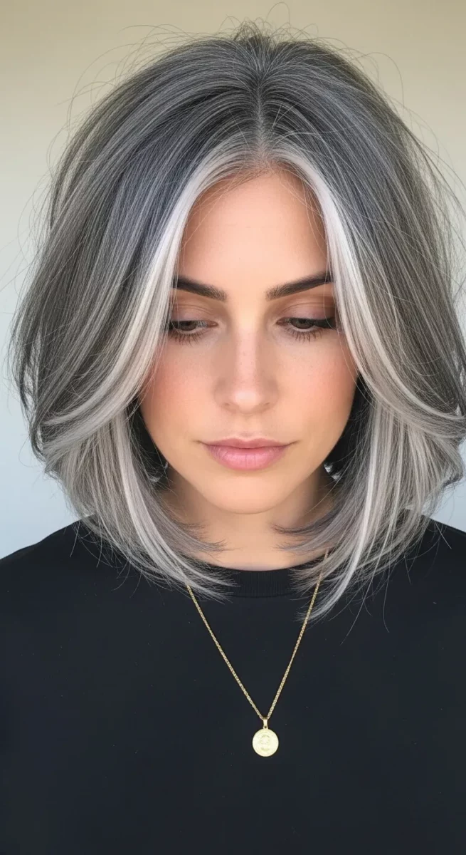 Salt and Pepper With Face-Framing Highlights