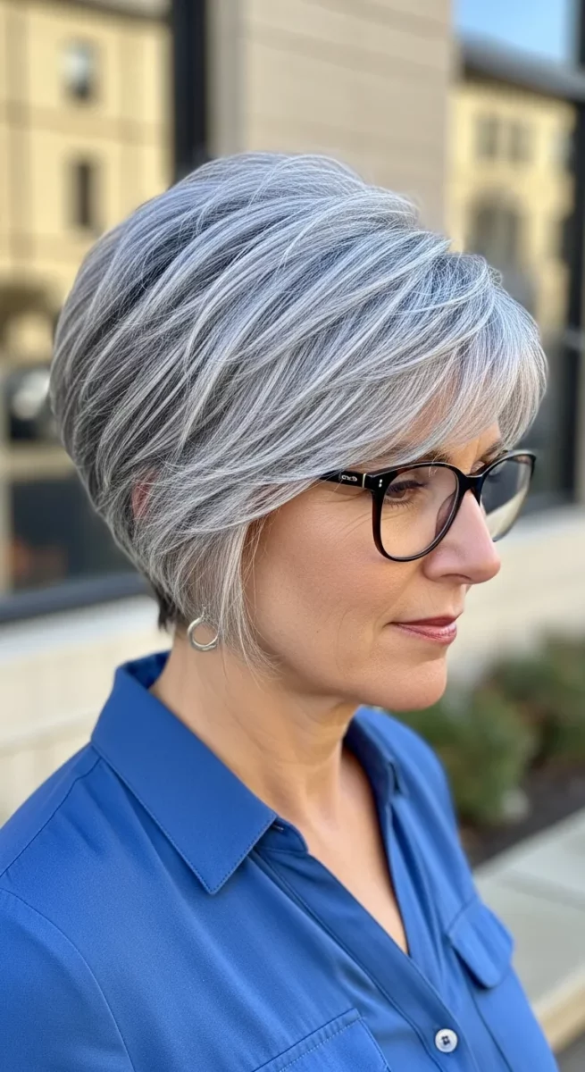 Short Gray Hair With Highlights