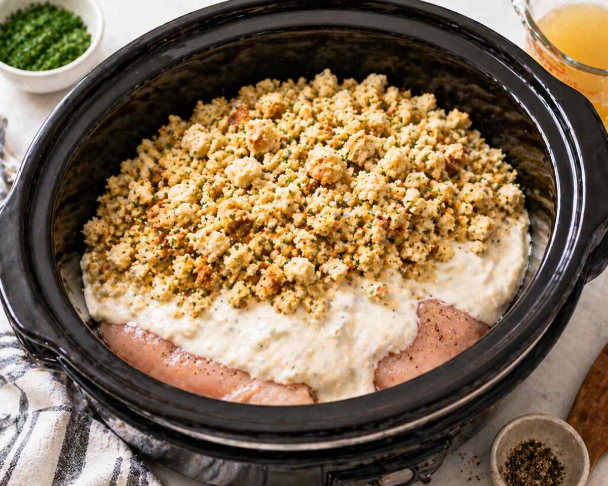 How to Make Crockpot Chicken and Stuffing Casserole