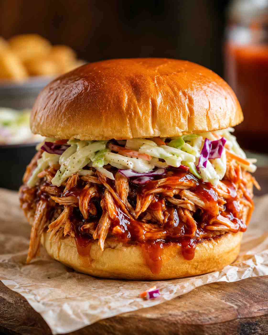 BBQ pulled chicken sandwich