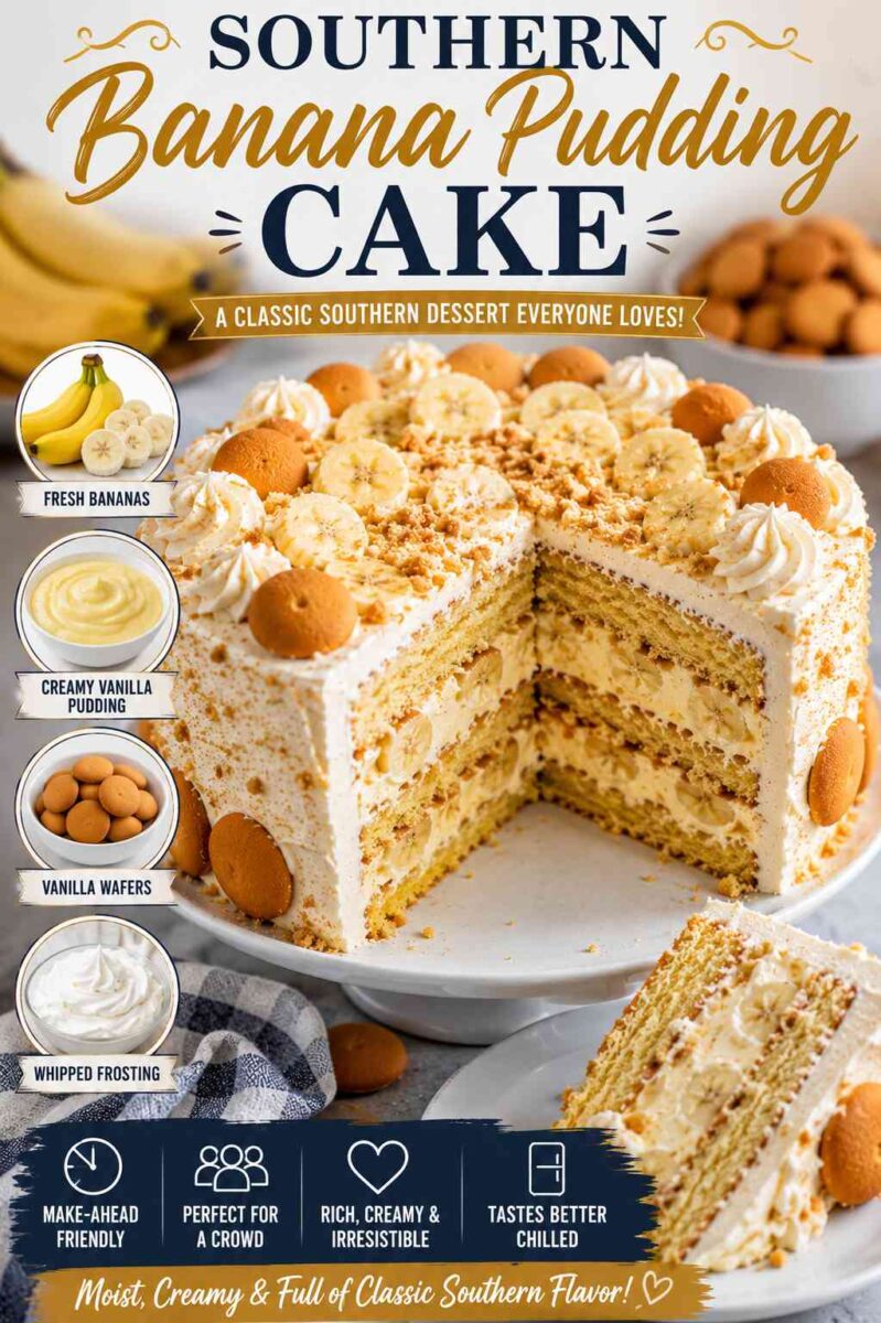 Southern Banana Pudding Cake (Easy Moist Banana Dessert Everyone Loves) 7 Banana pudding