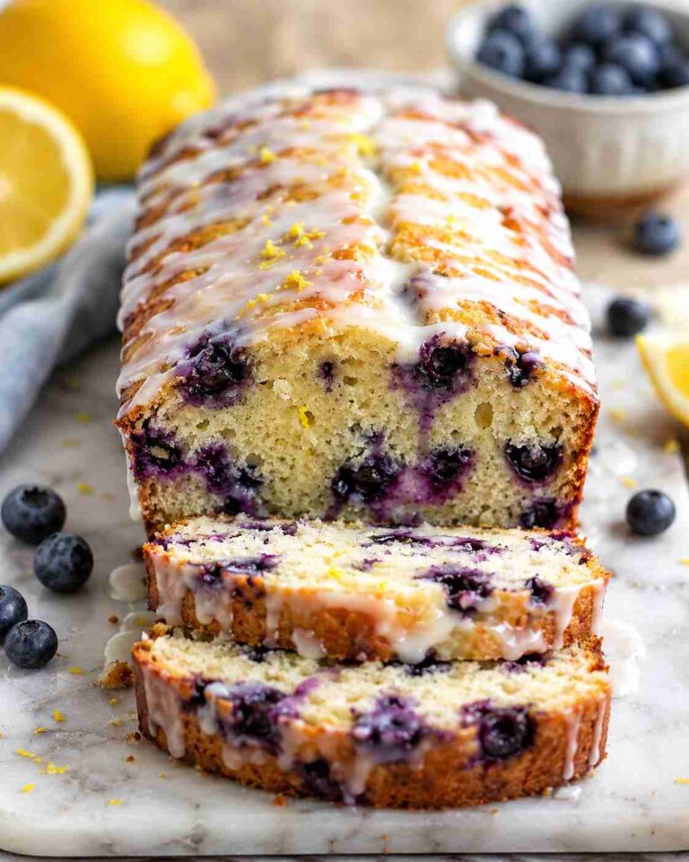 Blueberry lemon loaf with citrus accents