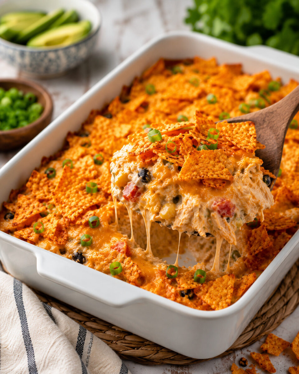 Dorito Chicken Casserole (The Ultimate Cheesy Weeknight Comfort Bake) 9 Cheesy Tex-Mex dorito chicken casserole