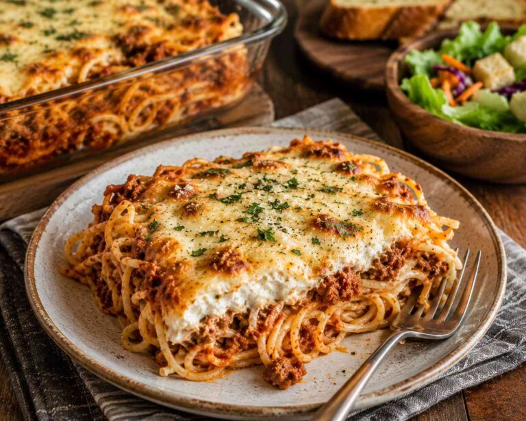 Million Dollar Spaghetti Bake (The Creamiest Cheesy Pasta Casserole