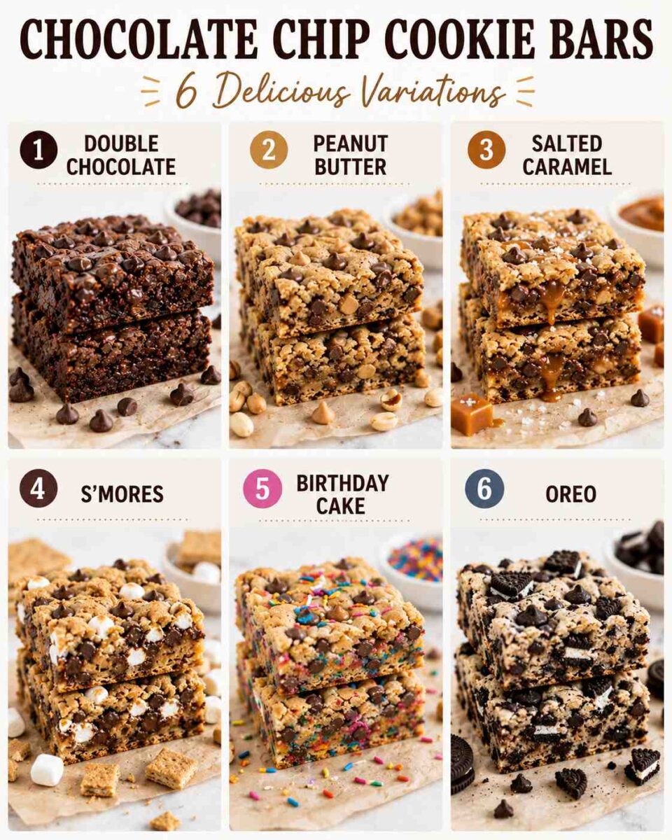Chocolate Chip Cookie Bars From Cake Mix (Easy 5-Ingredient Dessert) 6 Chocolate chip cookie bar variations