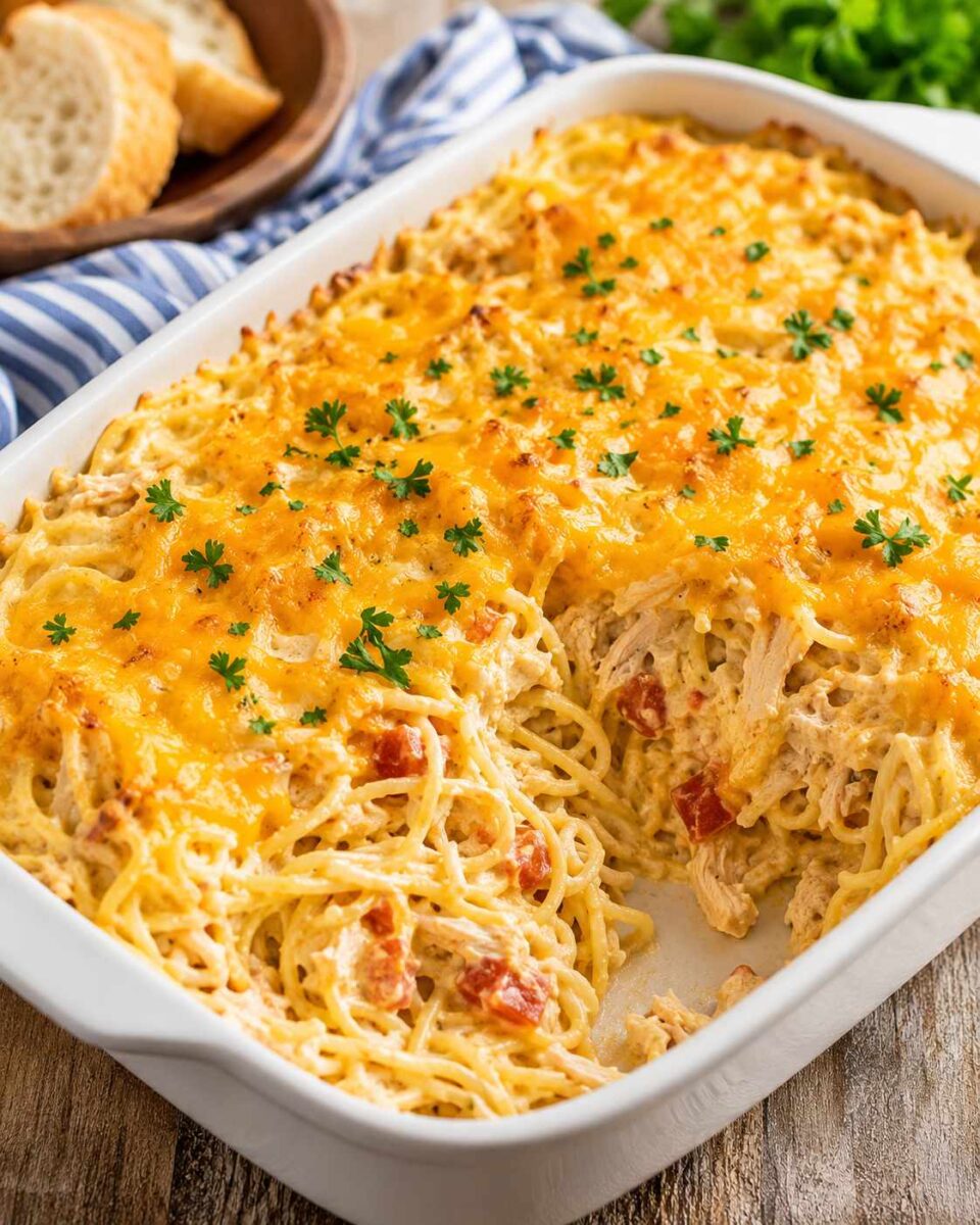 Creamy baked pasta with chicken