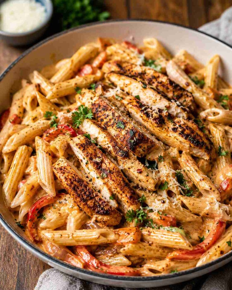 Creamy cajun pasta with grilled chicken