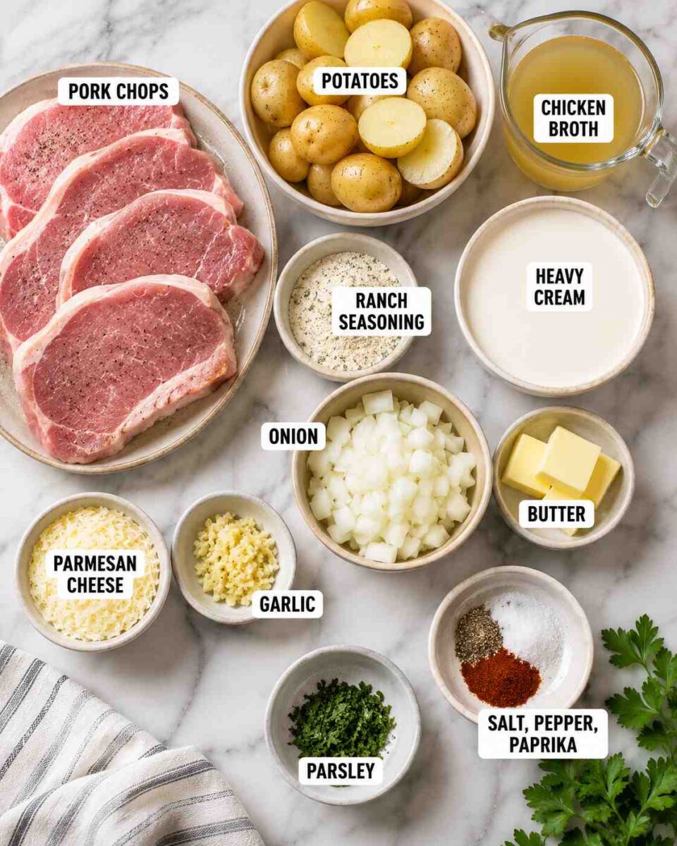 Creamy Ranch Pork Chops and Potatoes 3 Creamy pork chops and potatoes ingredients