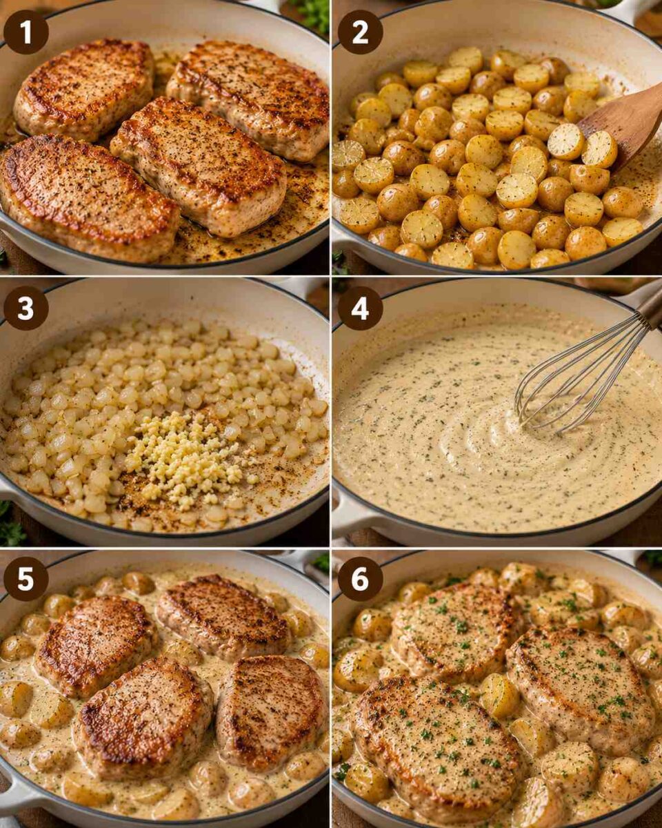 Creamy Ranch Pork Chops and Potatoes 4 Creamy pork chops and potatoes recipe