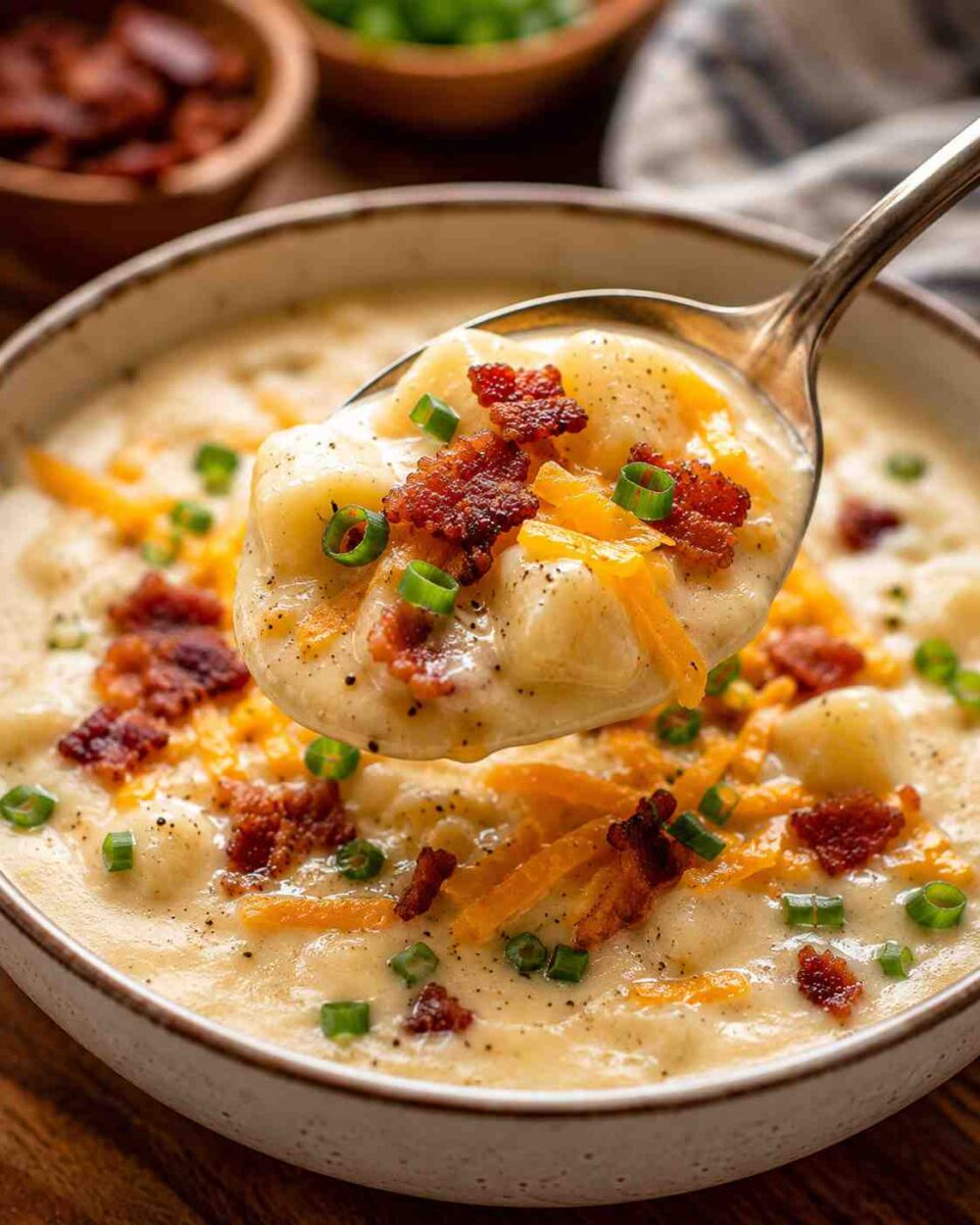 Easy Loaded Potato Soup 8 Creamy potato soup with toppings