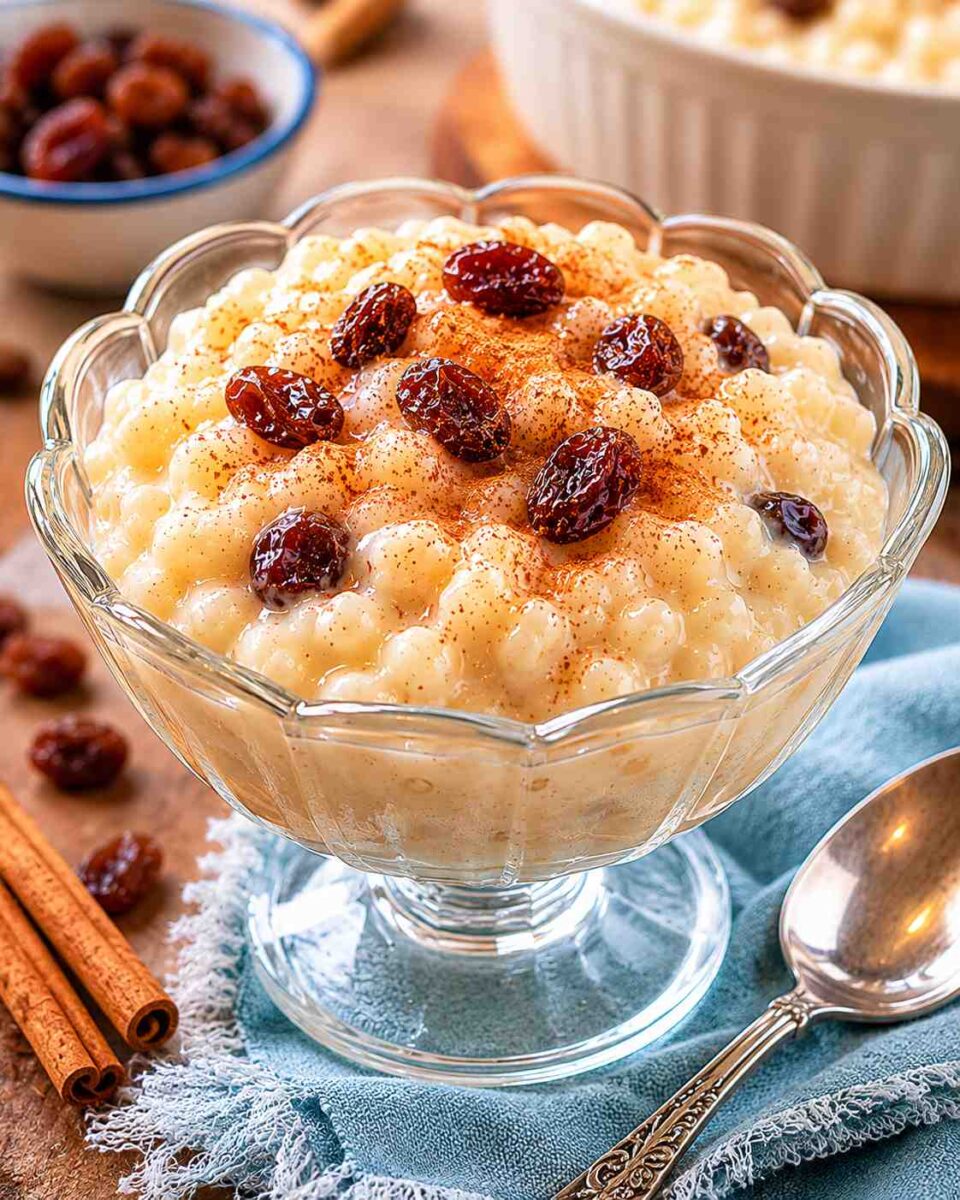 Creamy rice pudding with cinnamon