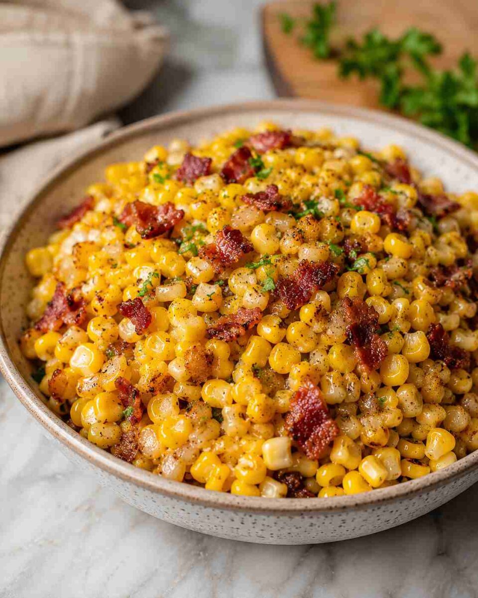 Golden corn salad with bacon