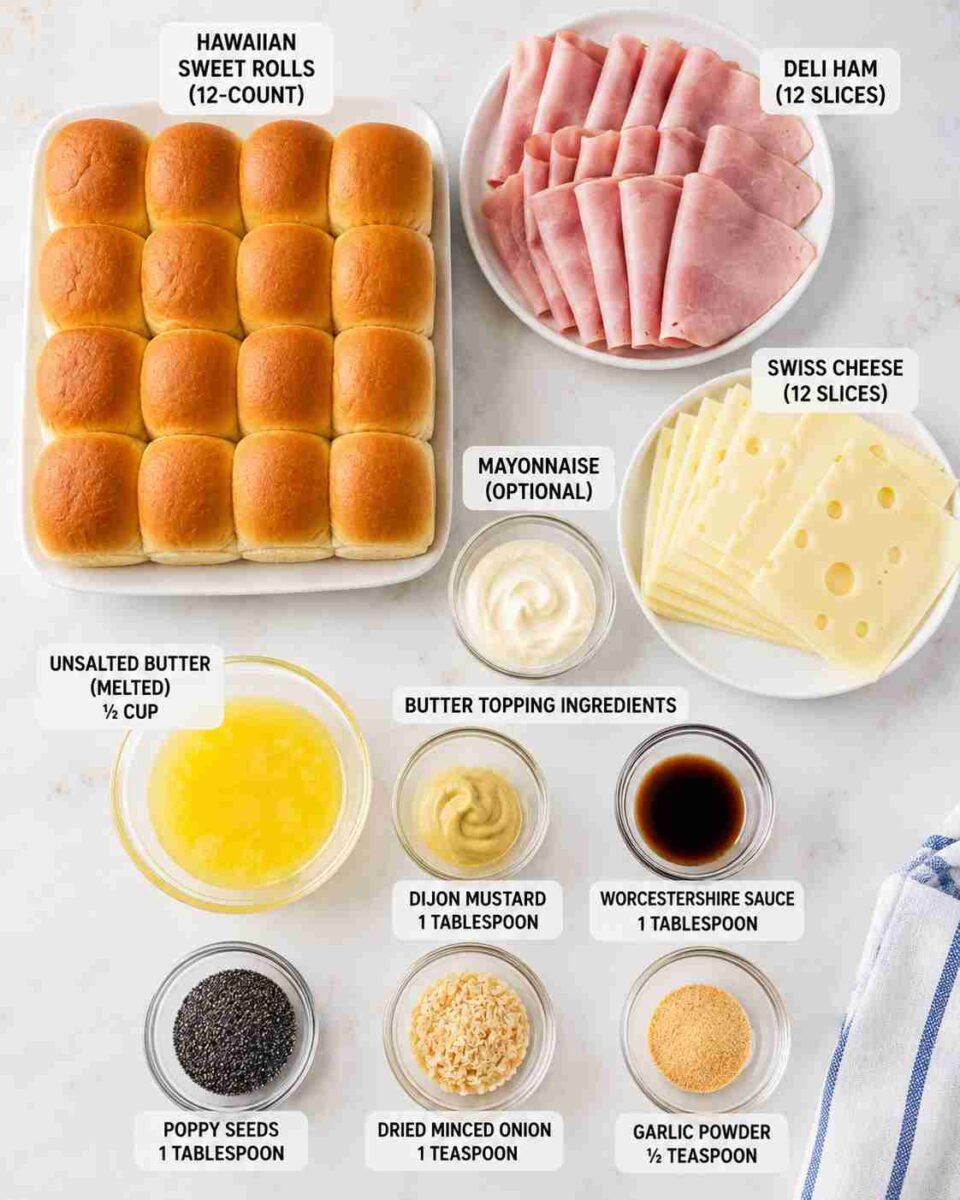 Hawaiian Roll Sliders for Parties 3 Hawaiian Ham and cheese slider ingredients