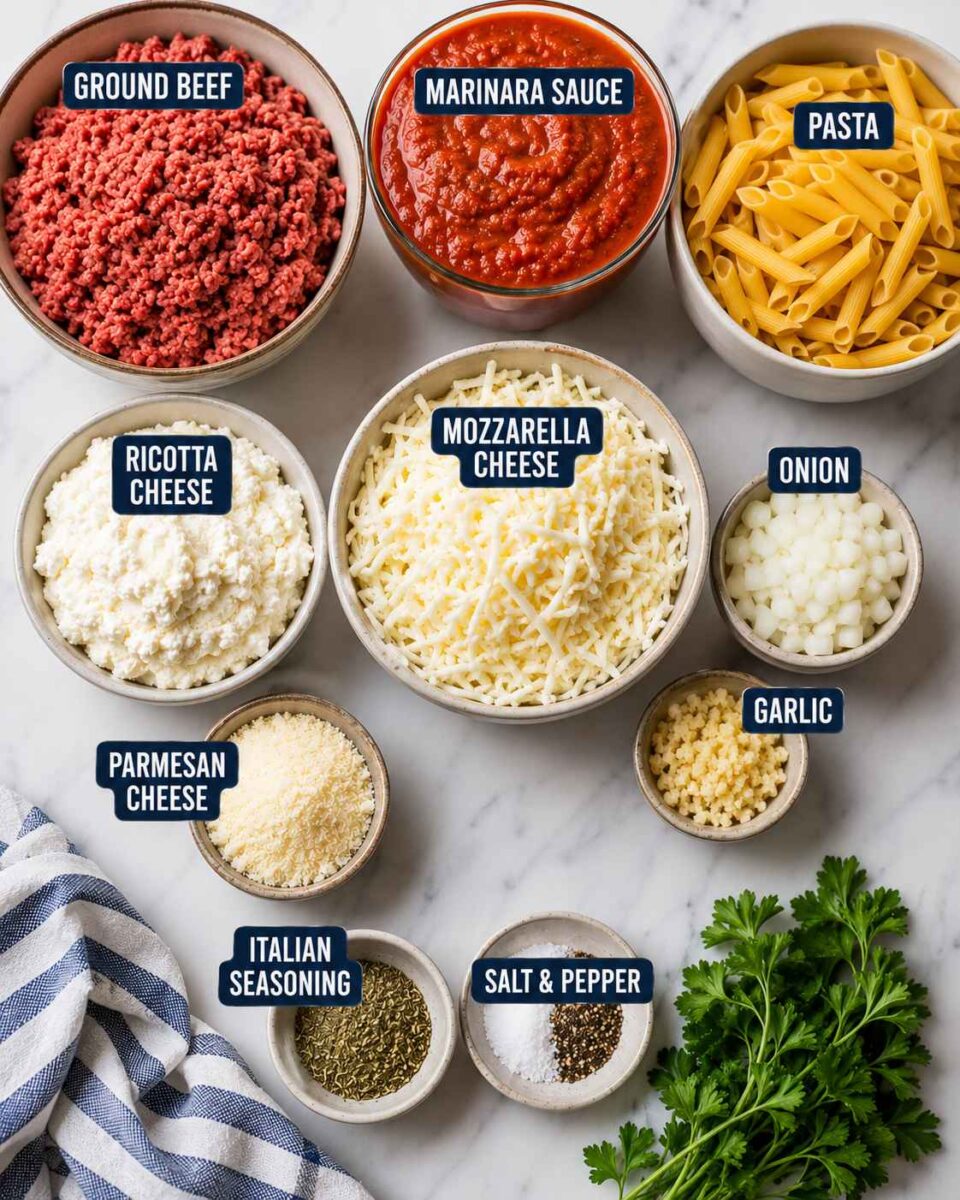 Lazy Lasagna ingredients