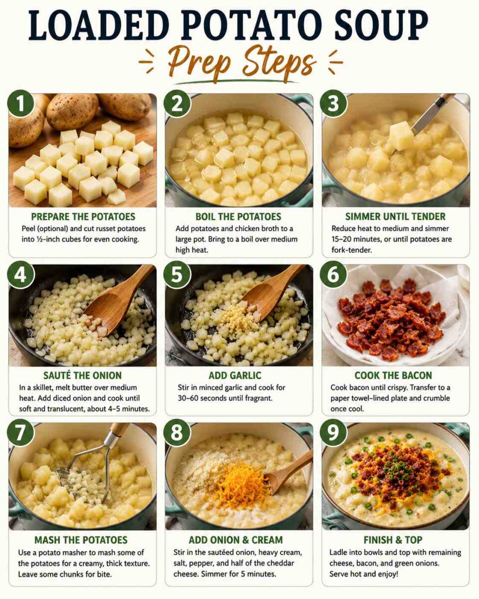 Easy Loaded Potato Soup 5 Loaded potato soup recipe prep steps