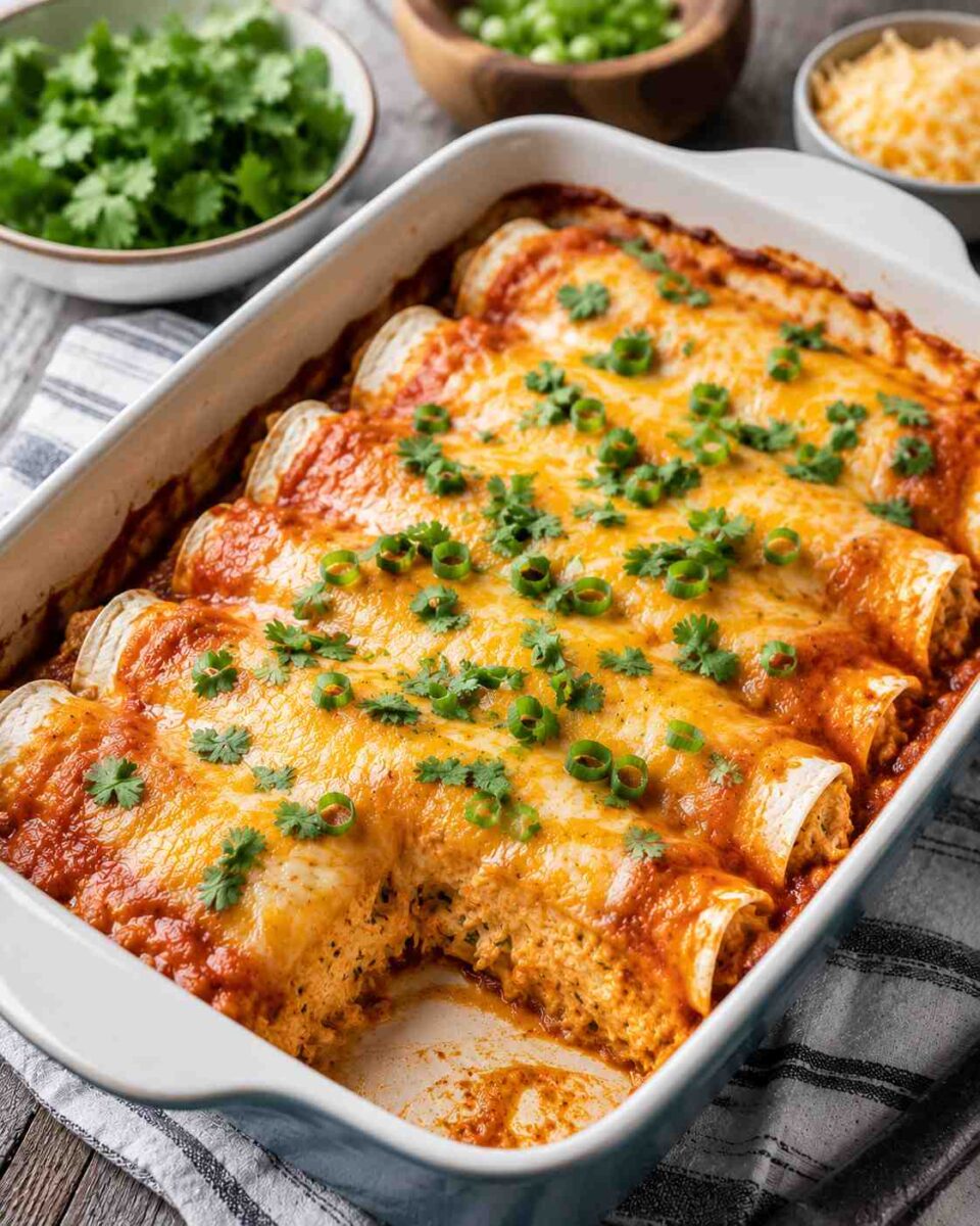 Cream Cheese Chicken Enchiladas 10 Melted enchiladas with fresh garnishes