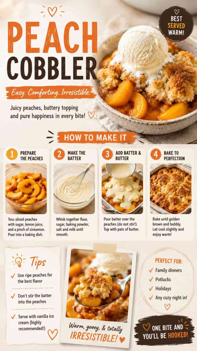 Grandma’s Peach Cobbler Dump Cake (Easy Southern Dessert Recipe) 4 Peach cobbler recipe