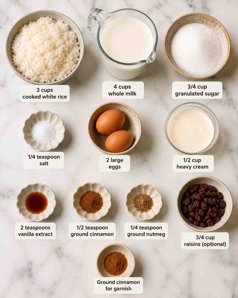 Rice pudding ingredients