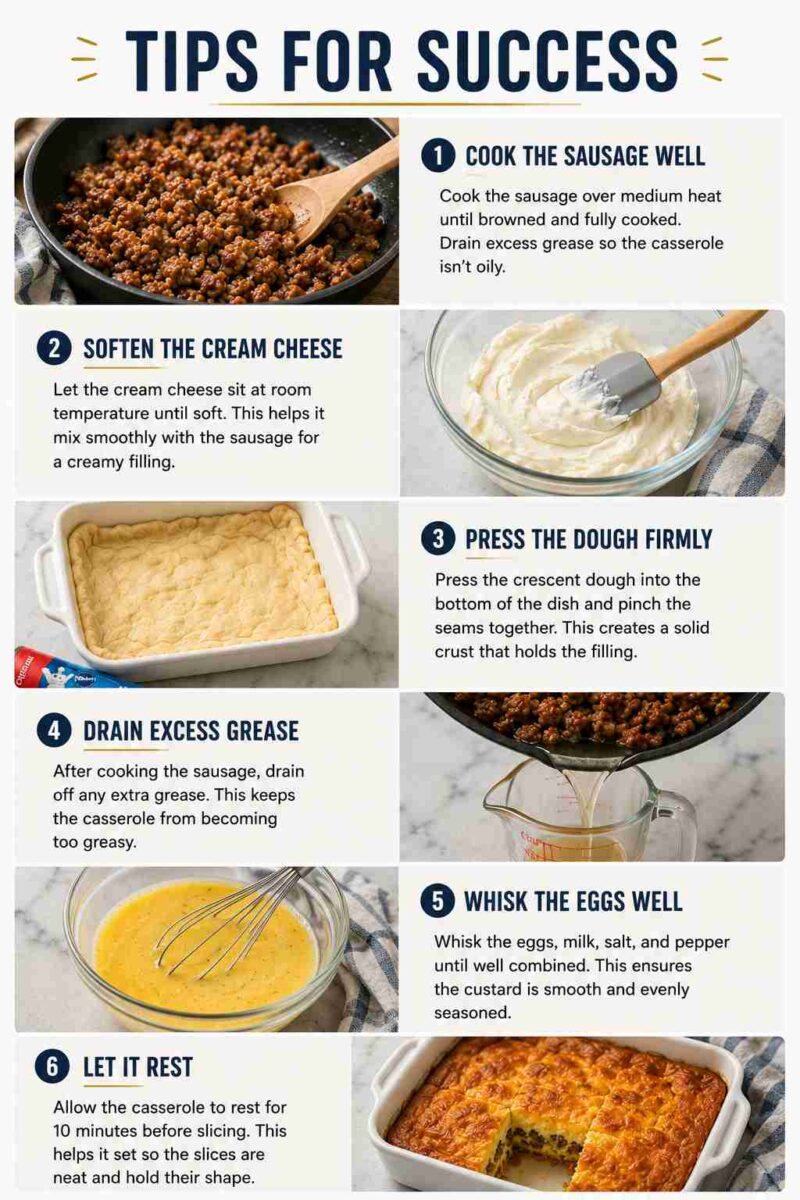 Sausage Cream Cheese Crescent Bake 7 Sausage Cream Cheese Crescent Bake tips infographic