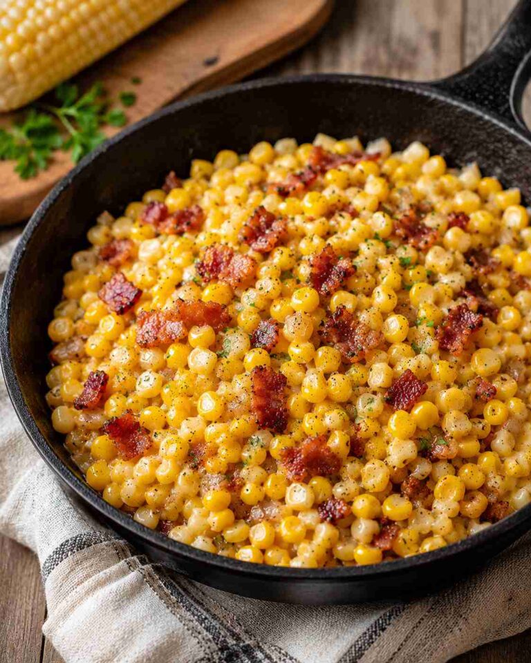 Sautéed corn with bacon and herbs