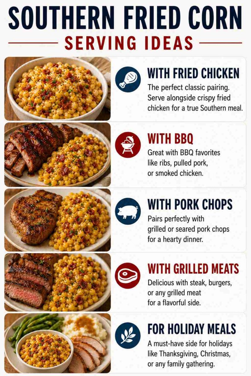 Southern Fried Corn serving ideas infographic