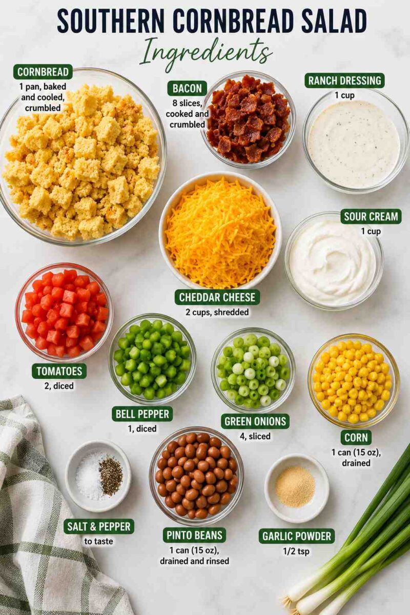 Southern cornbread salad ingredients