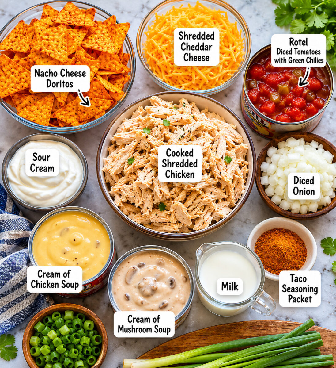 Dorito Chicken Casserole (The Ultimate Cheesy Weeknight Comfort Bake) 3 dorito chicken casserole ingredients