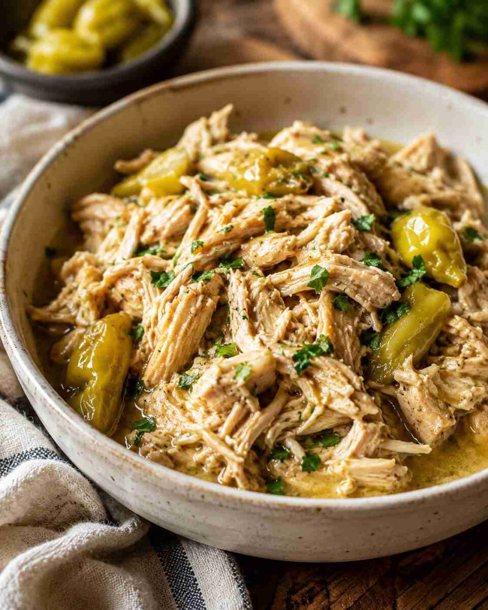 Slow Cooker Mississippi Chicken 2 Slow Cooker Mississippi Chicken with peppers and herbs