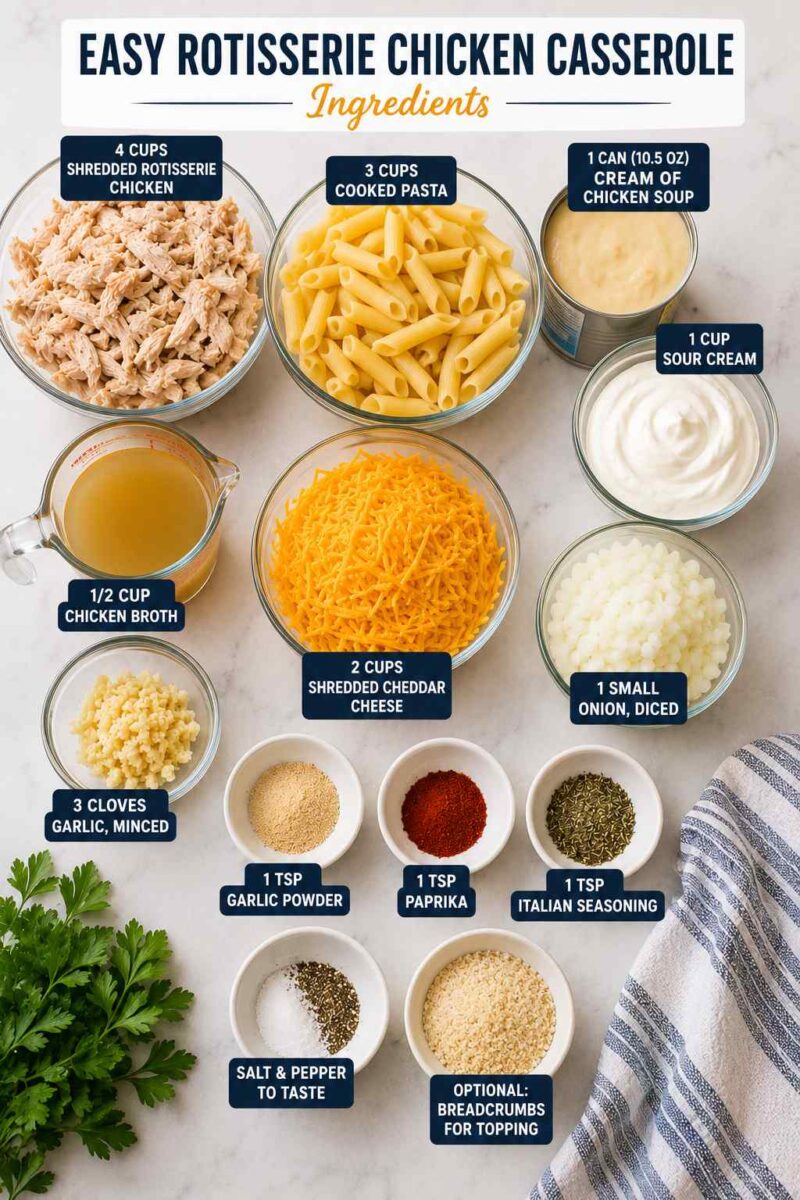 Easy Rotisserie Chicken Casserole 3 rotisserie chicken casserole ingredients