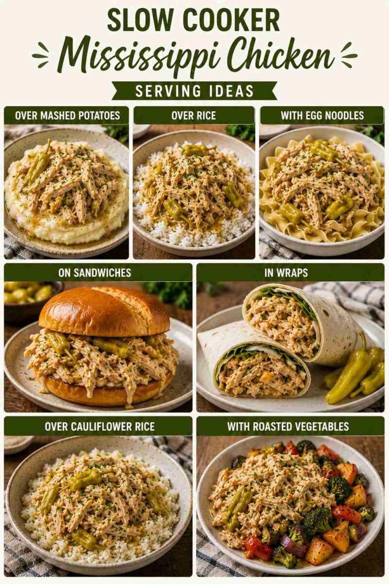 Slow Cooker Mississippi Chicken 6 slow cooker mississippi chicken serving ideas inforgraphic