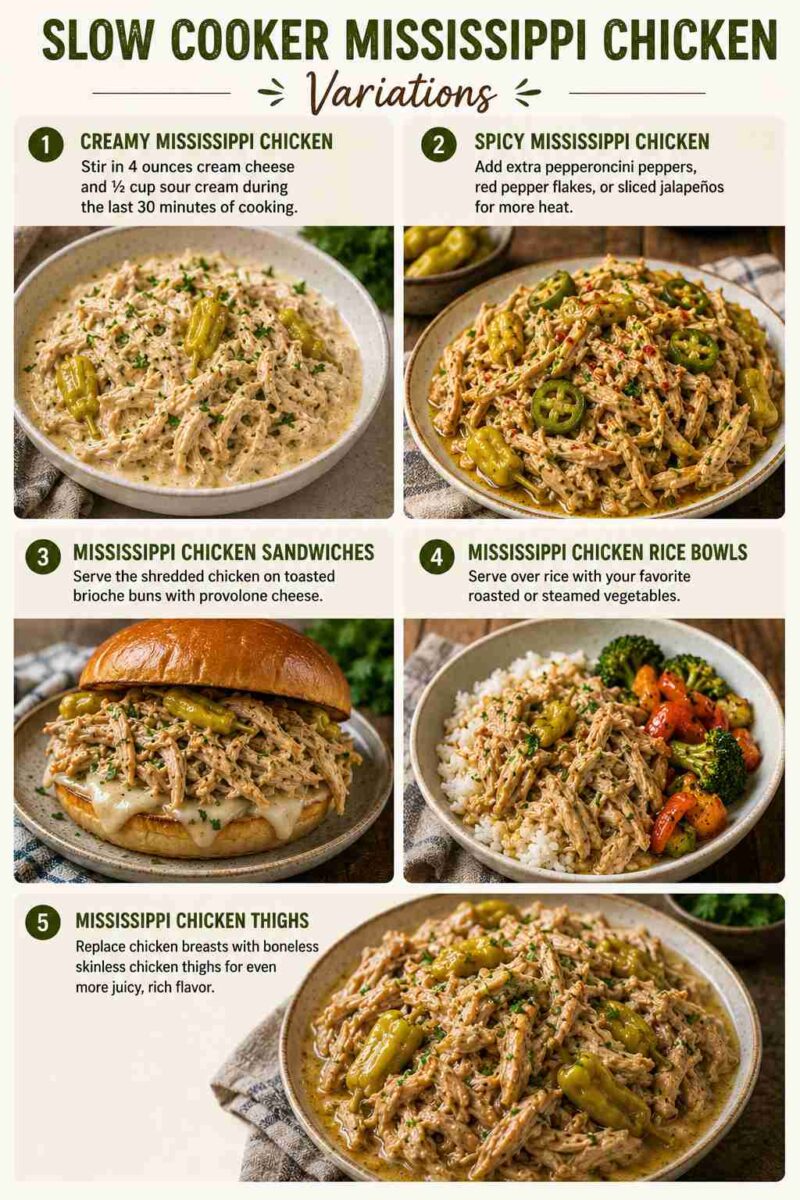 Slow Cooker Mississippi Chicken 8 slow cooker mississippi chicken variations inforgraphic