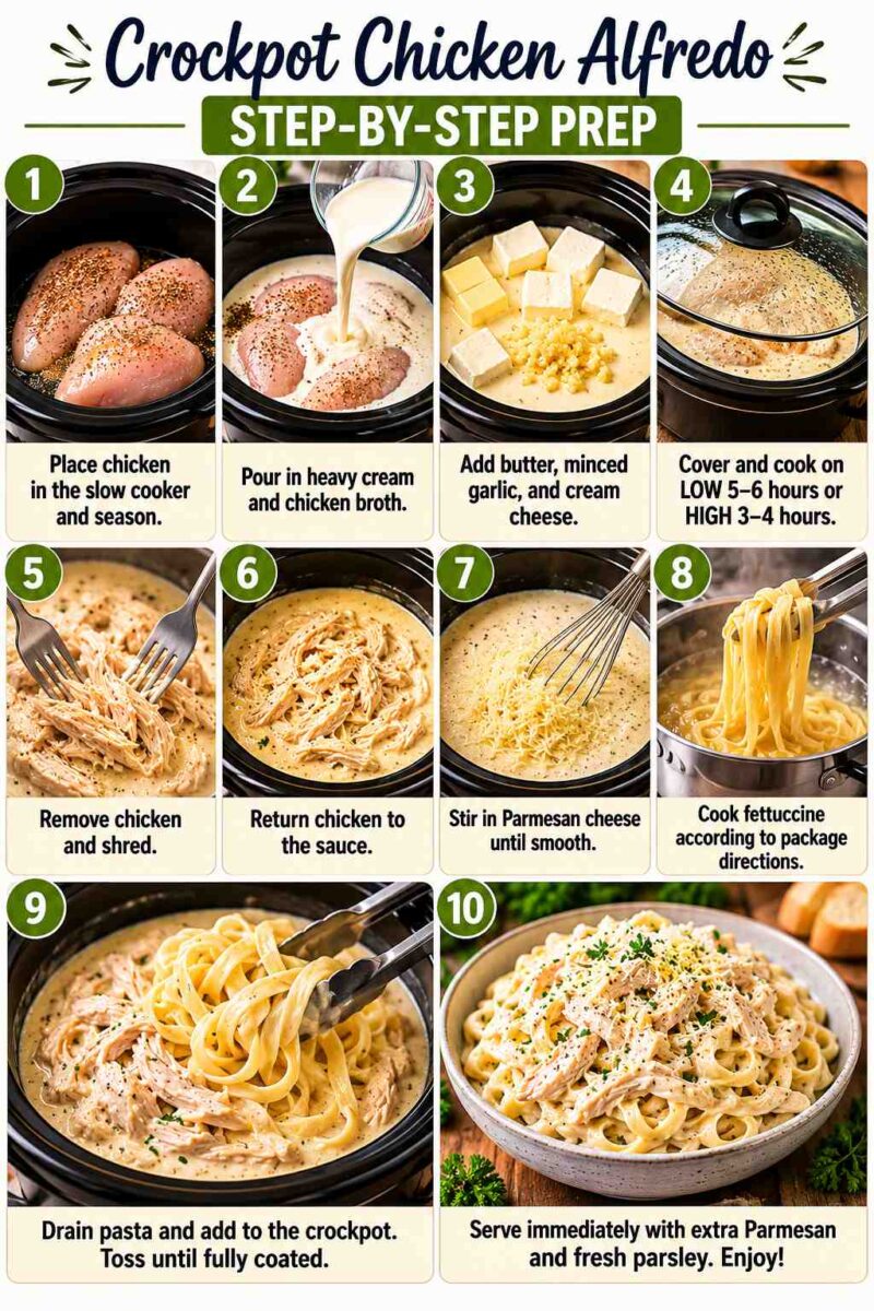 Crockpot Chicken Alfredo 5 Crockpot chicken alfredo prep stages info
