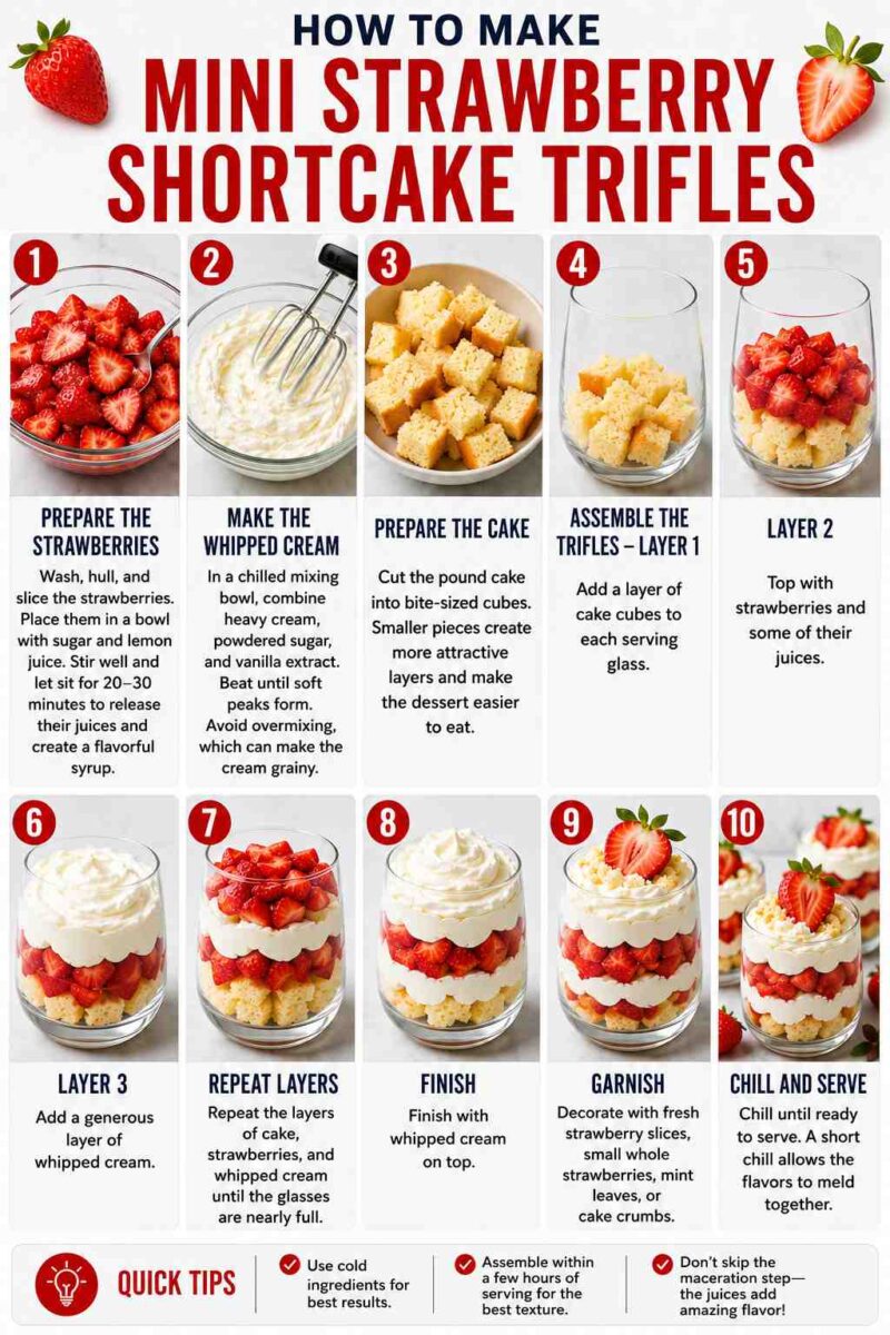 Mini Strawberry Shortcake Trifles Prep Stages Info